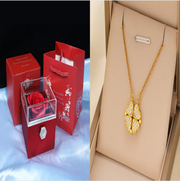 Rotating Soap Flower Rose Gift Box Creative Rotating Rose Jewelry Packaging Box Valentine's Day Gift For Women