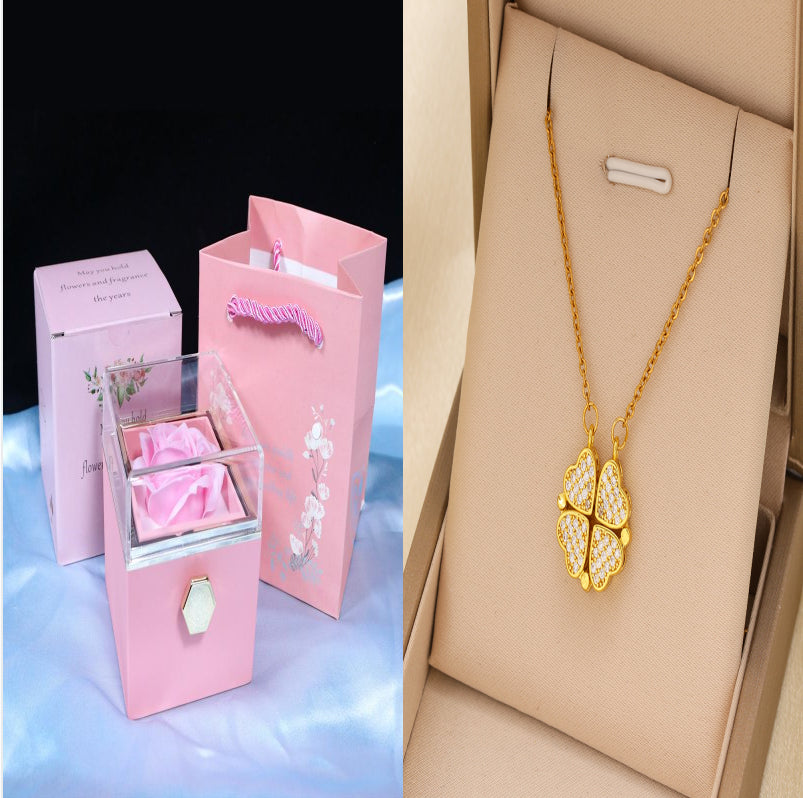 Rotating Soap Flower Rose Gift Box Creative Rotating Rose Jewelry Packaging Box Valentine's Day Gift For Women