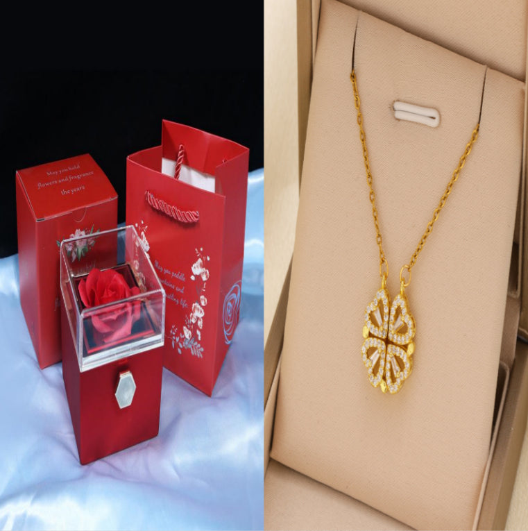 Rotating Soap Flower Rose Gift Box Creative Rotating Rose Jewelry Packaging Box Valentine's Day Gift For Women