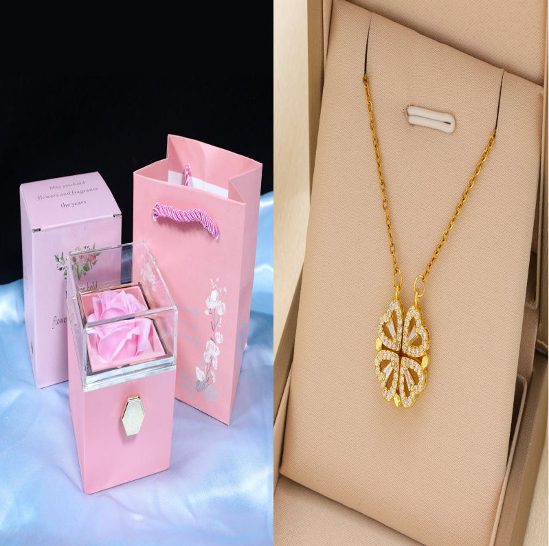 Rotating Soap Flower Rose Gift Box Creative Rotating Rose Jewelry Packaging Box Valentine's Day Gift For Women